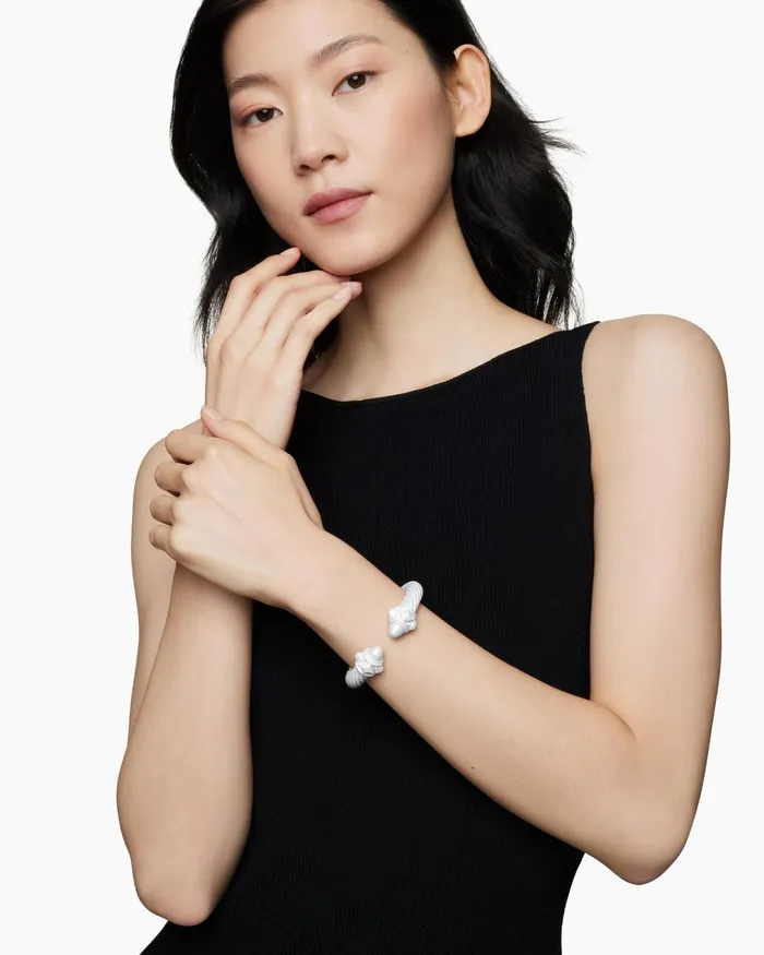 Renaissance Classic Cable Bracelet In Metallic White Aluminum 10mm Women David Yurman Cuff Renaissance Classic Cable Bracelet In Metallic White Aluminum 10mm Women David Yurman Cuff