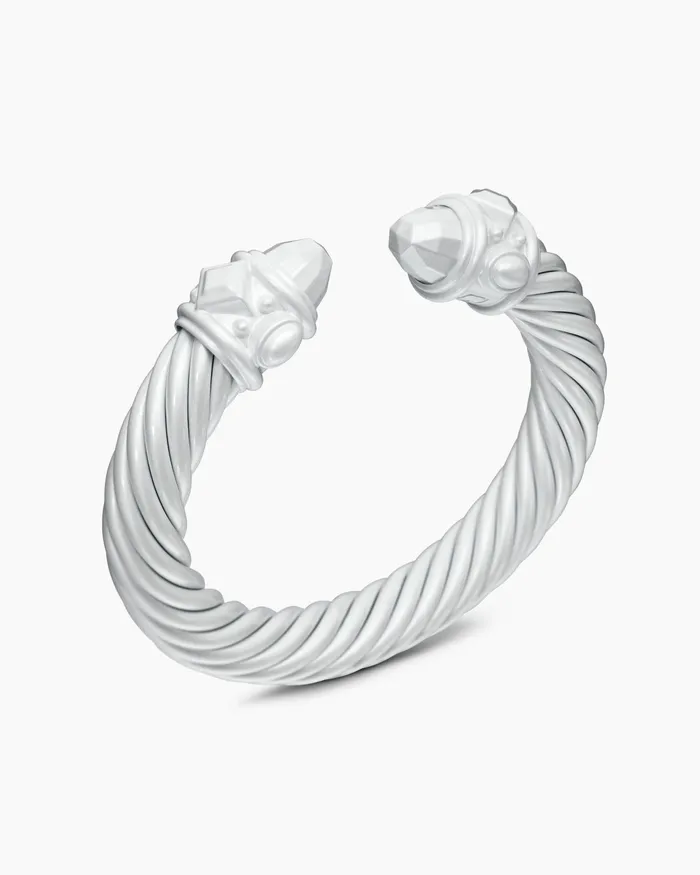 Renaissance Classic Cable Bracelet In Metallic White Aluminum 10mm Women David Yurman Cuff Renaissance Classic Cable Bracelet In Metallic White Aluminum 10mm Women David Yurman Cuff