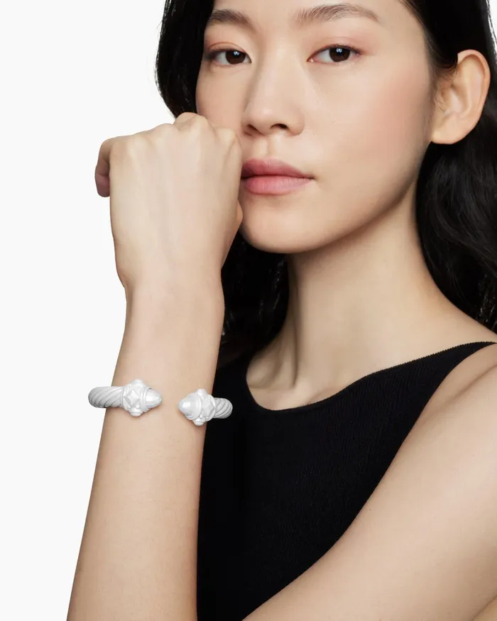 Renaissance Classic Cable Bracelet In Metallic White Aluminum 10mm Women David Yurman Cuff Renaissance Classic Cable Bracelet In Metallic White Aluminum 10mm Women David Yurman Cuff