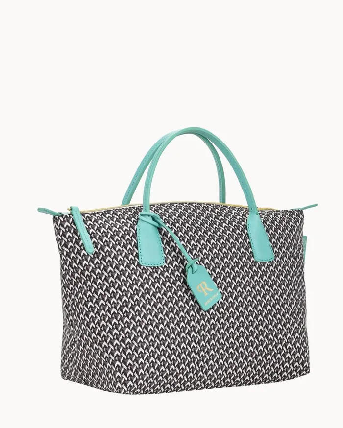 Roberta Pieri Tatami Fun Small Robertina Tote Aqua Women Dooney and Bourke Totes Roberta Pieri Tatami Fun Small Robertina Tote Aqua Women Dooney and Bourke Totes