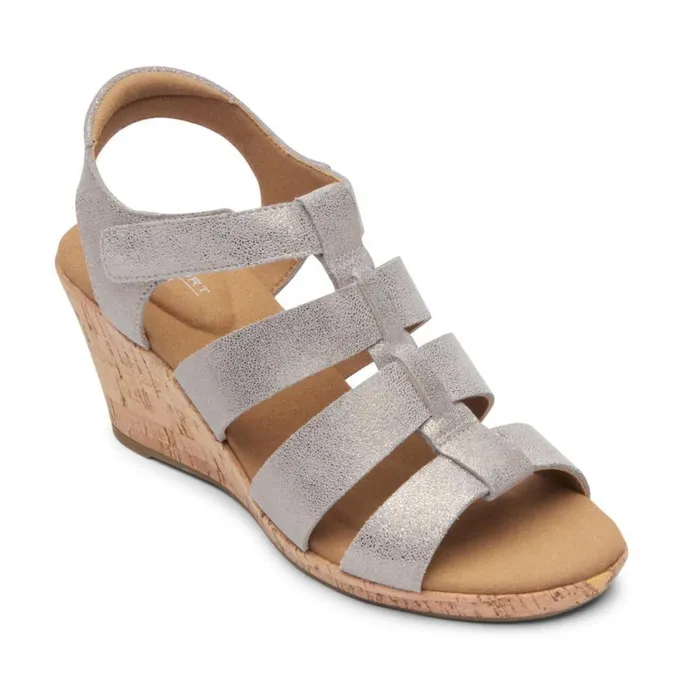 Rockport Sandals and Wedges Women Briah New Gladiator Sandal Taupe Metallic