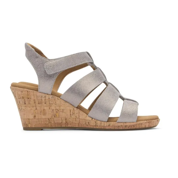 Rockport Sandals and Wedges Women Briah New Gladiator Sandal Taupe Metallic