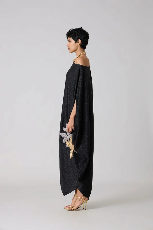 Scarlet Sage Dresses Ophelia Applique Dress 8211 Textured Metallic Black 8211 Women