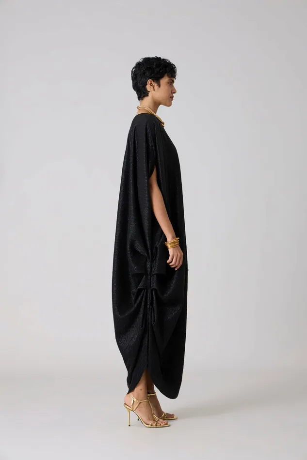 Scarlet Sage Dresses Ophelia Applique Dress 8211 Textured Metallic Black 8211 Women