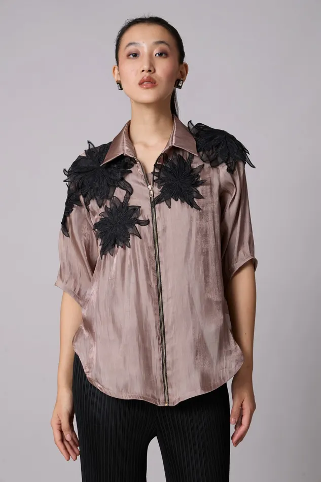 Scarlet Sage Tops Agnes Organza Shirt 8211 Brown 8211 Women