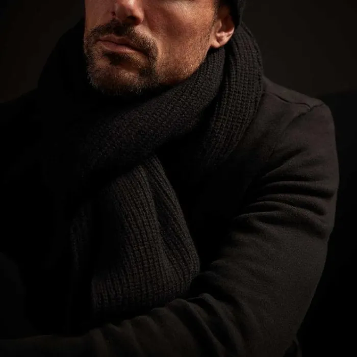 Scarves Men James Perse Thermal Cashmere Scarf Black