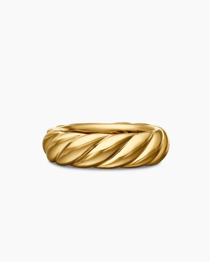 Sculpted Cable Band Ring In 18K Yellow Gold 6mm Women David Yurman Band