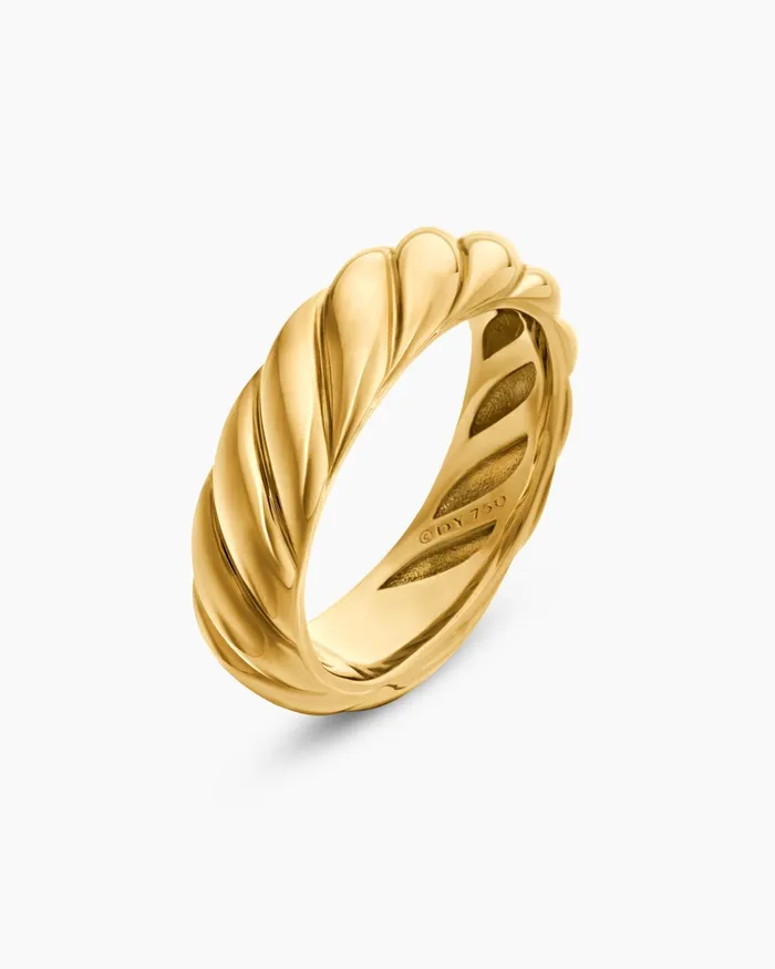 Sculpted Cable Band Ring In 18K Yellow Gold 6mm Women David Yurman Band Sculpted Cable Band Ring In 18K Yellow Gold 6mm Women David Yurman Band