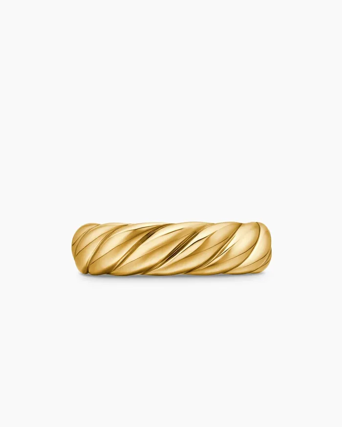 Sculpted Cable Band Ring In 18K Yellow Gold 6mm Women David Yurman Band Sculpted Cable Band Ring In 18K Yellow Gold 6mm Women David Yurman Band