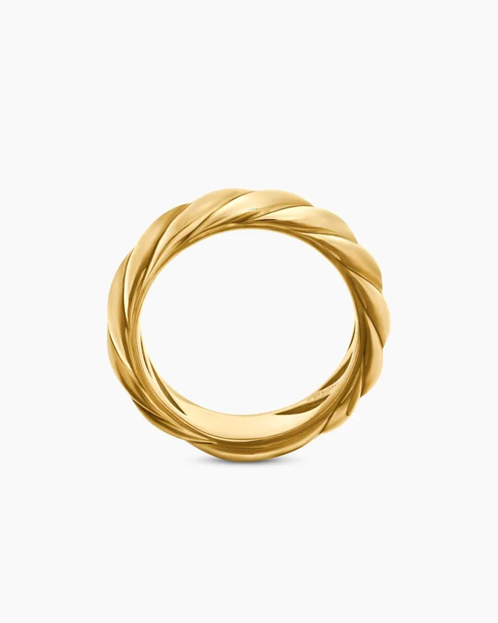 Sculpted Cable Band Ring In 18K Yellow Gold 6mm Women David Yurman Band Sculpted Cable Band Ring In 18K Yellow Gold 6mm Women David Yurman Band