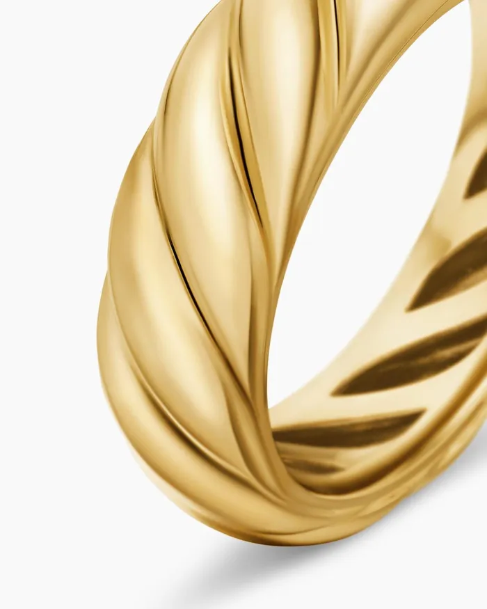 Sculpted Cable Band Ring In 18K Yellow Gold 6mm Women David Yurman Band Sculpted Cable Band Ring In 18K Yellow Gold 6mm Women David Yurman Band