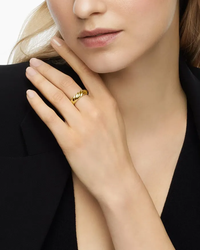 Sculpted Cable Band Ring In 18K Yellow Gold 6mm Women David Yurman Band Sculpted Cable Band Ring In 18K Yellow Gold 6mm Women David Yurman Band