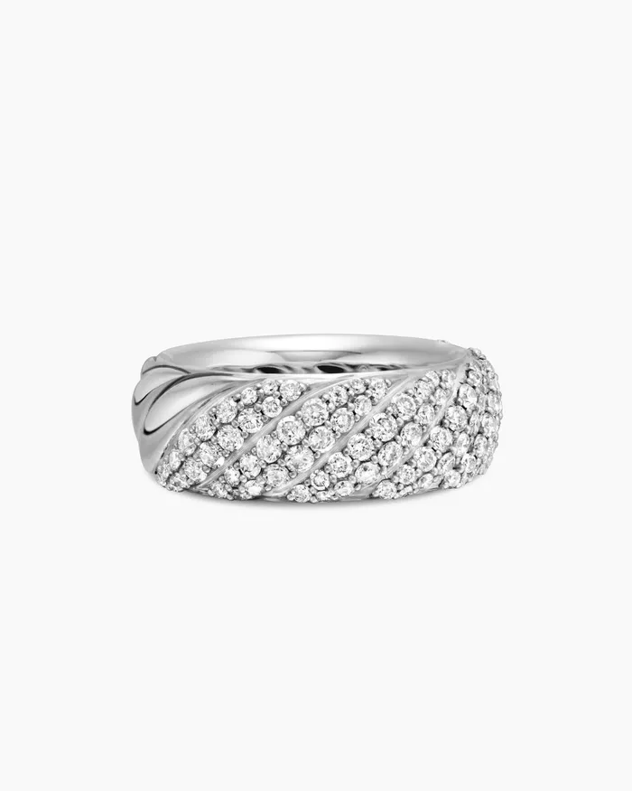 Sculpted Cable Band Ring In Sterling Silver With Diamonds 75mm Women David Yurman Band Sculpted Cable Band Ring In Sterling Silver With Diamonds 75mm Women David Yurman Band