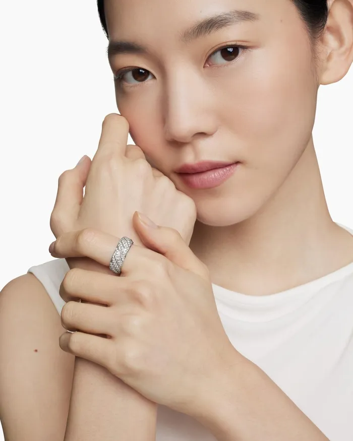 Sculpted Cable Band Ring In Sterling Silver With Diamonds 75mm Women David Yurman Band Sculpted Cable Band Ring In Sterling Silver With Diamonds 75mm Women David Yurman Band