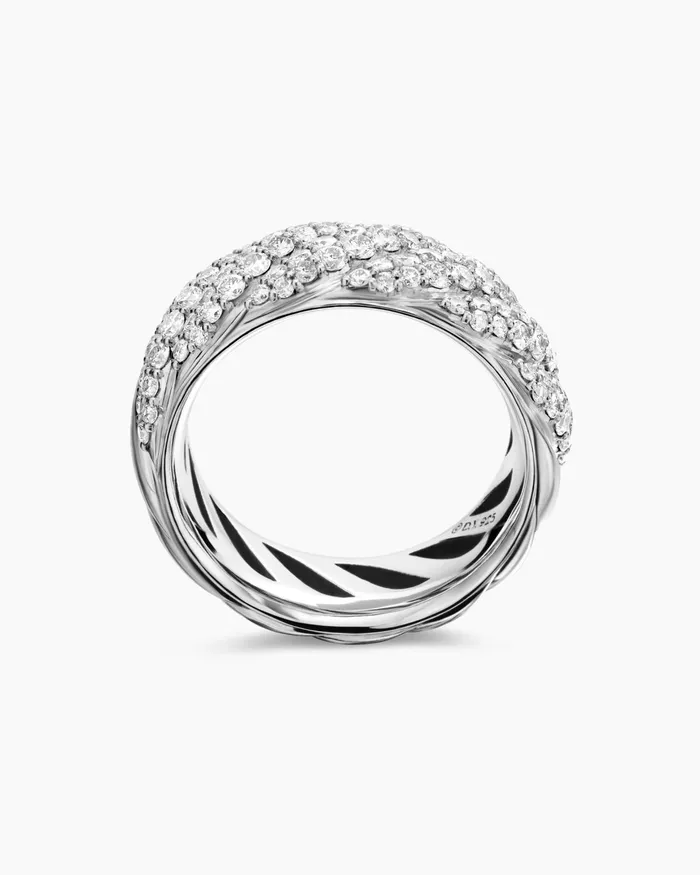 Sculpted Cable Band Ring In Sterling Silver With Diamonds 75mm Women David Yurman Band Sculpted Cable Band Ring In Sterling Silver With Diamonds 75mm Women David Yurman Band