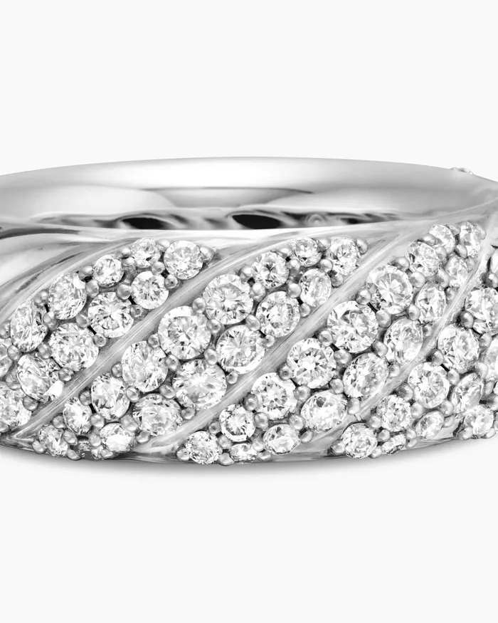 Sculpted Cable Band Ring In Sterling Silver With Diamonds 75mm Women David Yurman Band Sculpted Cable Band Ring In Sterling Silver With Diamonds 75mm Women David Yurman Band