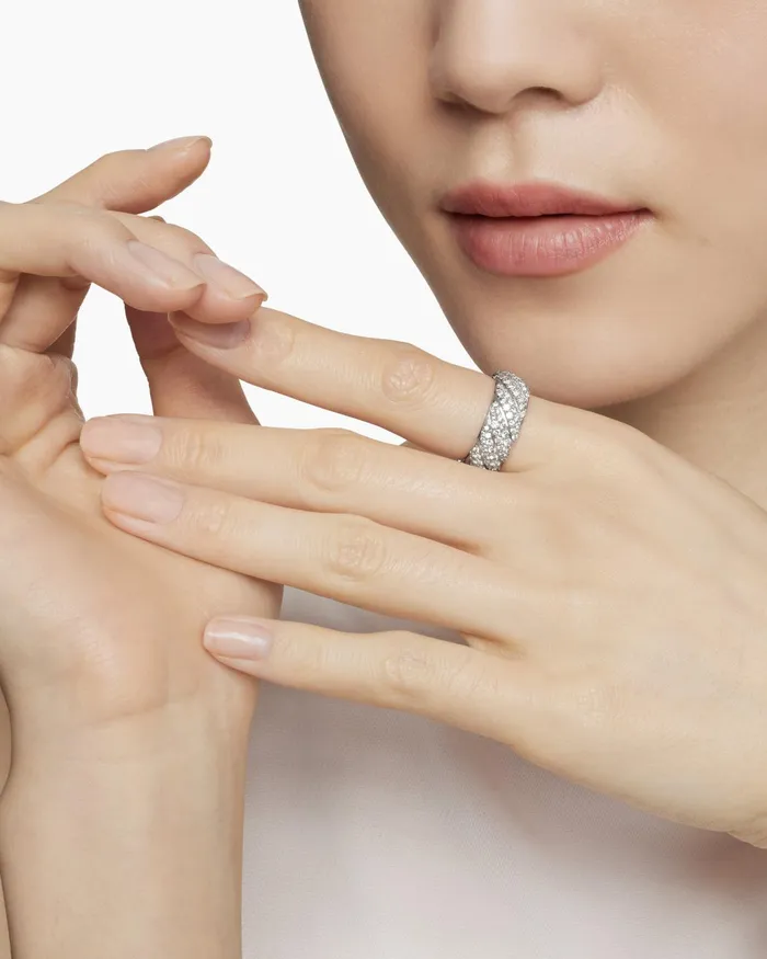 Sculpted Cable Band Ring In Sterling Silver With Diamonds 75mm Women David Yurman Band Sculpted Cable Band Ring In Sterling Silver With Diamonds 75mm Women David Yurman Band