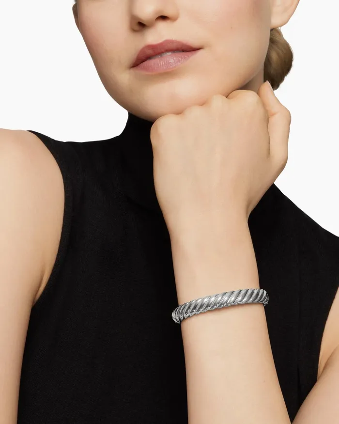 Sculpted Cable Bracelet In Sterling Silver 10mm Women David Yurman Bangle Sculpted Cable Bracelet In Sterling Silver 10mm Women David Yurman Bangle