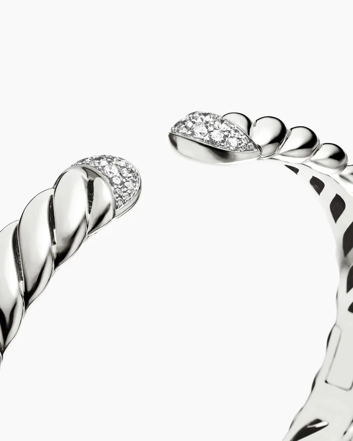 Sculpted Cable Cuff Bracelet In Sterling Silver With Diamonds 10mm Women David Yurman Cuff Sculpted Cable Cuff Bracelet In Sterling Silver With Diamonds 10mm Women David Yurman Cuff