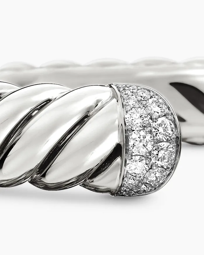 Sculpted Cable Cuff Bracelet In Sterling Silver With Diamonds 10mm Women David Yurman Cuff Sculpted Cable Cuff Bracelet In Sterling Silver With Diamonds 10mm Women David Yurman Cuff