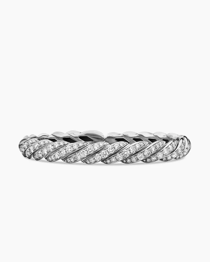 Sculpted Cable Flex Bracelet In 18K White Gold 75mm Women David Yurman Bangle Sculpted Cable Flex Bracelet In 18K White Gold 75mm Women David Yurman Bangle