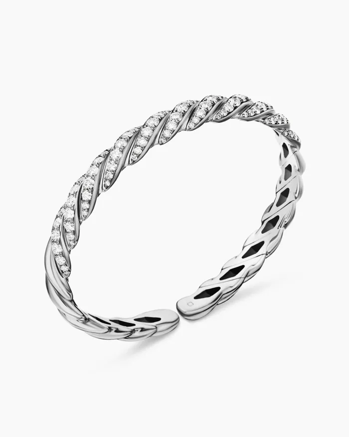 Sculpted Cable Flex Bracelet In 18K White Gold 75mm Women David Yurman Bangle Sculpted Cable Flex Bracelet In 18K White Gold 75mm Women David Yurman Bangle