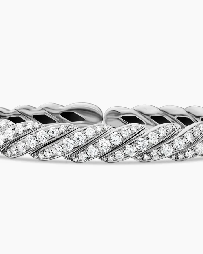 Sculpted Cable Flex Bracelet In 18K White Gold 75mm Women David Yurman Bangle Sculpted Cable Flex Bracelet In 18K White Gold 75mm Women David Yurman Bangle