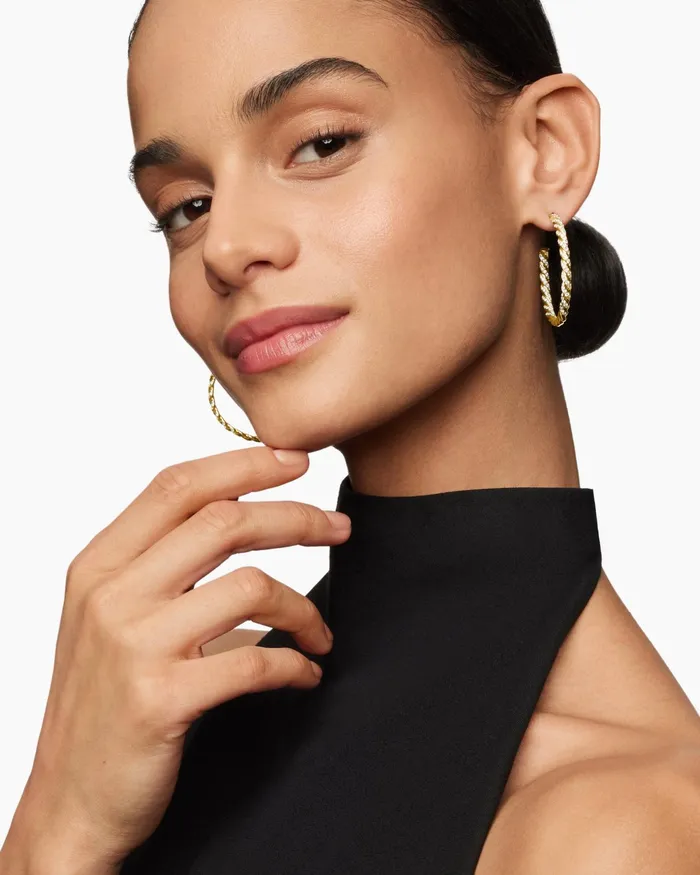 Sculpted Cable Flex Hoop Earrings In 18K Yellow Gold With Diamonds 175in Women David Yurman Hoop Sculpted Cable Flex Hoop Earrings In 18K Yellow Gold With Diamonds 175in Women David Yurman Hoop