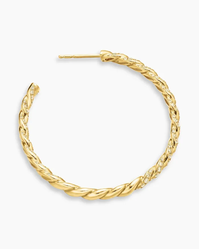 Sculpted Cable Flex Hoop Earrings In 18K Yellow Gold With Diamonds 175in Women David Yurman Hoop Sculpted Cable Flex Hoop Earrings In 18K Yellow Gold With Diamonds 175in Women David Yurman Hoop