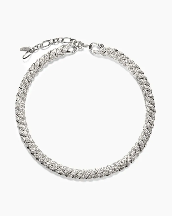 Sculpted Cable Necklace In 18K White Gold With Diamonds 85mm Women David Yurman Statement Sculpted Cable Necklace In 18K White Gold With Diamonds 85mm Women David Yurman Statement