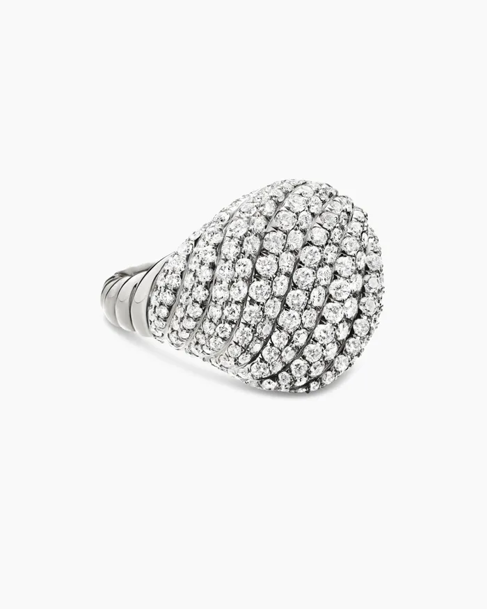 Sculpted Cable Pinky Ring In 18K White Gold With Diamonds 13mm Women David Yurman Pinky Sculpted Cable Pinky Ring In 18K White Gold With Diamonds 13mm Women David Yurman Pinky