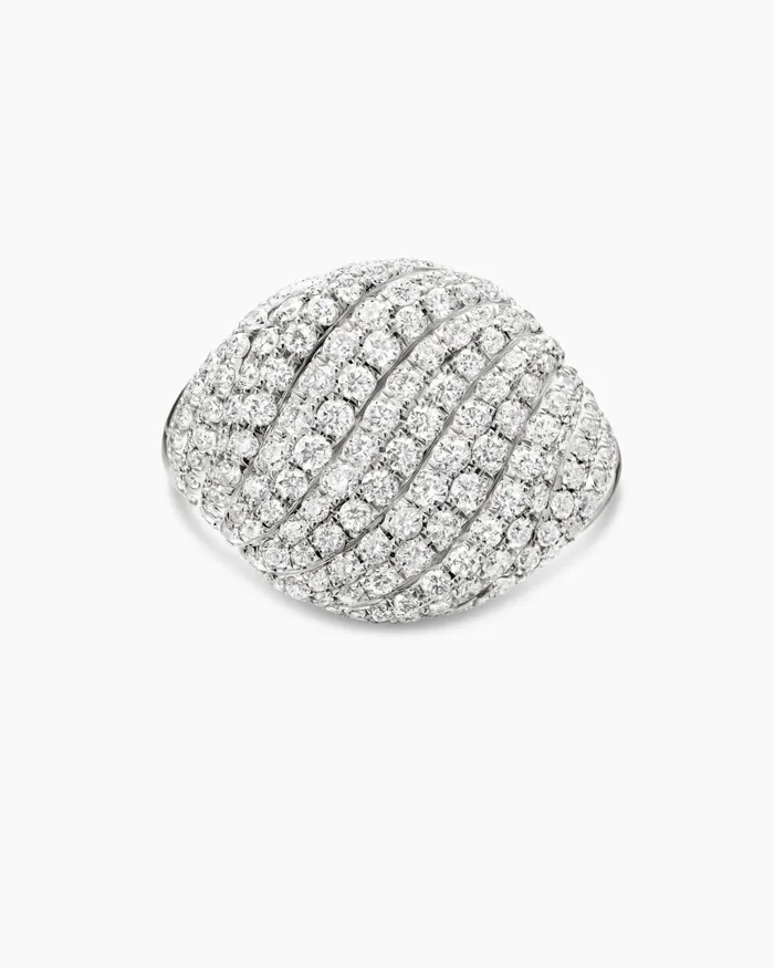 Sculpted Cable Pinky Ring In 18K White Gold With Diamonds 13mm Women David Yurman Pinky Sculpted Cable Pinky Ring In 18K White Gold With Diamonds 13mm Women David Yurman Pinky