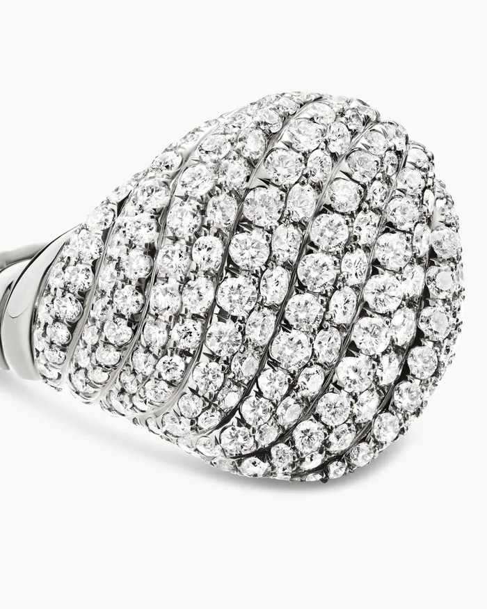 Sculpted Cable Pinky Ring In 18K White Gold With Diamonds 13mm Women David Yurman Pinky Sculpted Cable Pinky Ring In 18K White Gold With Diamonds 13mm Women David Yurman Pinky