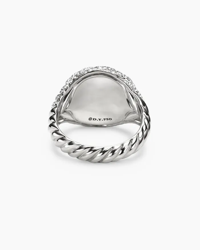 Sculpted Cable Pinky Ring In 18K White Gold With Diamonds 13mm Women David Yurman Pinky Sculpted Cable Pinky Ring In 18K White Gold With Diamonds 13mm Women David Yurman Pinky