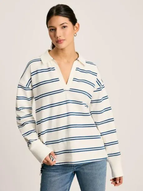 Shirts and Blouses Women Joules CreamNavy Cotton Deck Shirt
