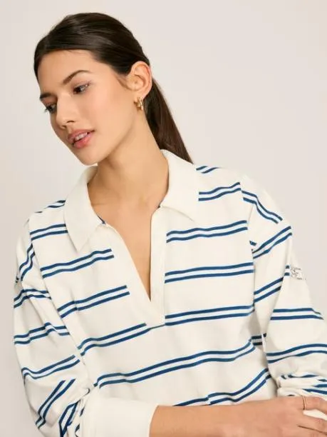 Shirts and Blouses Women Joules CreamNavy Cotton Deck Shirt Shirts and Blouses Women Joules CreamNavy Cotton Deck Shirt