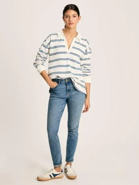 Shirts and Blouses Women Joules CreamNavy Cotton Deck Shirt Shirts and Blouses Women Joules CreamNavy Cotton Deck Shirt