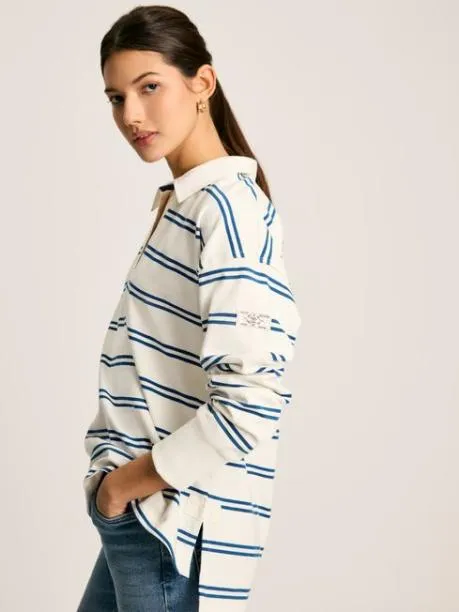 Shirts and Blouses Women Joules CreamNavy Cotton Deck Shirt Shirts and Blouses Women Joules CreamNavy Cotton Deck Shirt