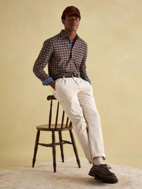 Shirts Men Joules Brown and Navy Soft Brushed Cotton Check Shirt