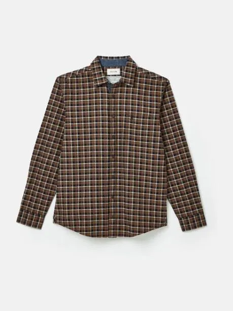Shirts Men Joules Brown and Navy Soft Brushed Cotton Check Shirt