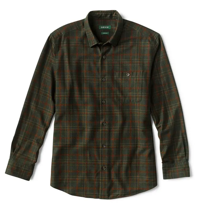 Shirts Men Orvis Merino Wool LongSleeved Shirt Olive