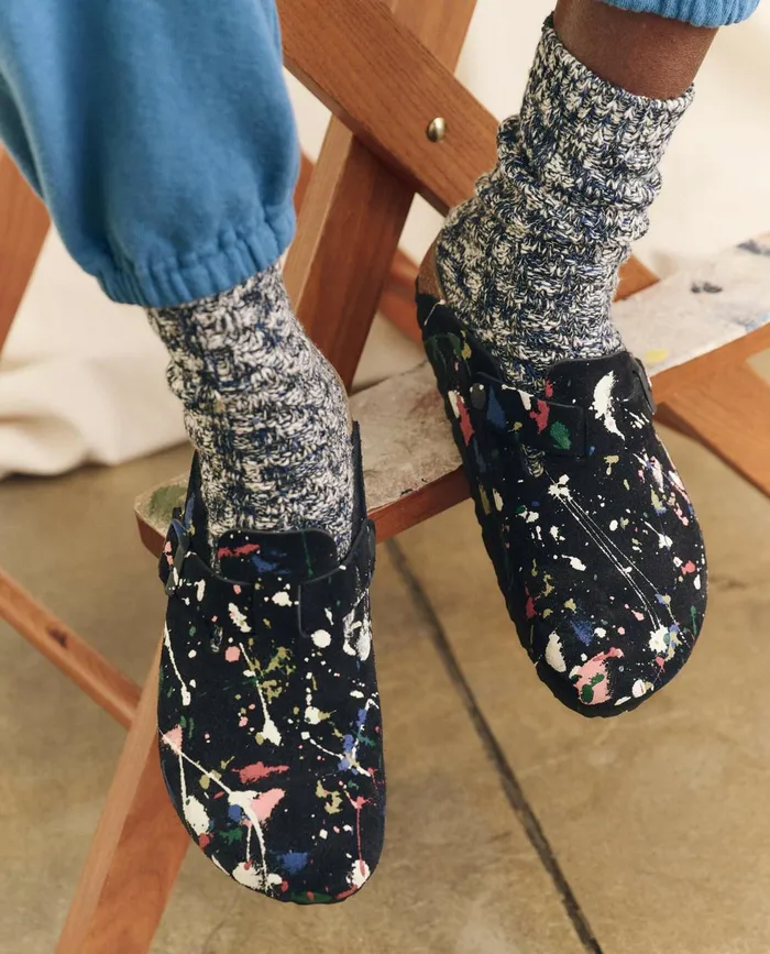 Shoes Women The Great Boston Midnight Birkenstock With Paint Midnight Blue With Bright M
