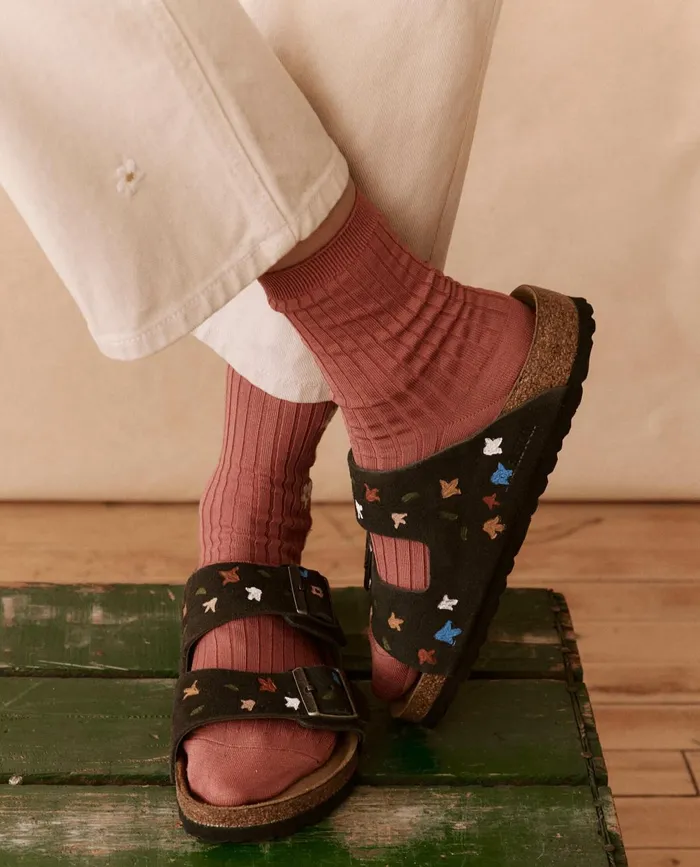 Shoes Women The Great The BIRKENSTOCK Arizona With Hand Painted Tooled Tulip Velvet Gray Shoes Women The Great The BIRKENSTOCK Arizona With Hand Painted Tooled Tulip Velvet Gray