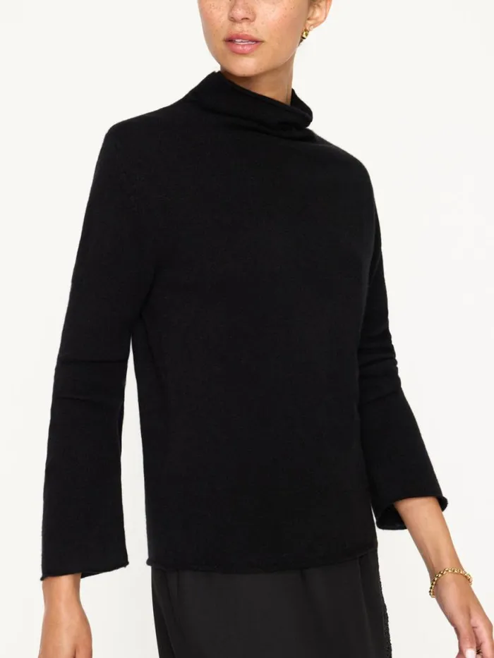 Shop Brochu Walker 100 Cashmere The Rhone Relaxed Funnel Sweater Black Onyx