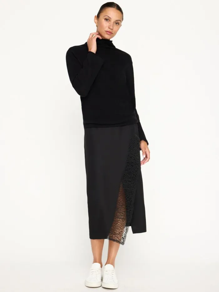 Shop Brochu Walker 100 Cashmere The Rhone Relaxed Funnel Sweater Black Onyx