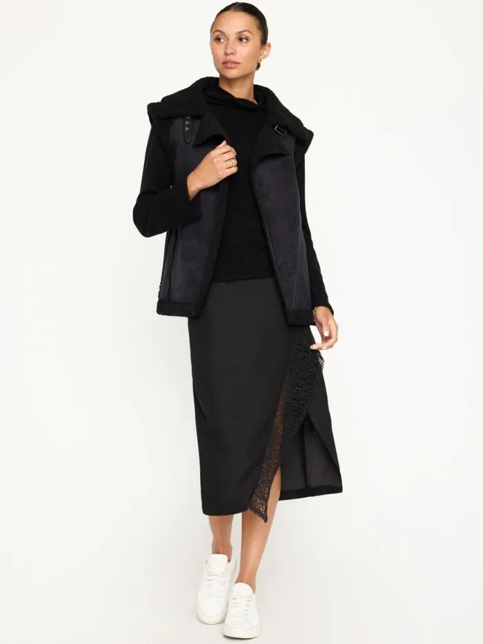 Shop Brochu Walker 100 Cashmere The Rhone Relaxed Funnel Sweater Black Onyx