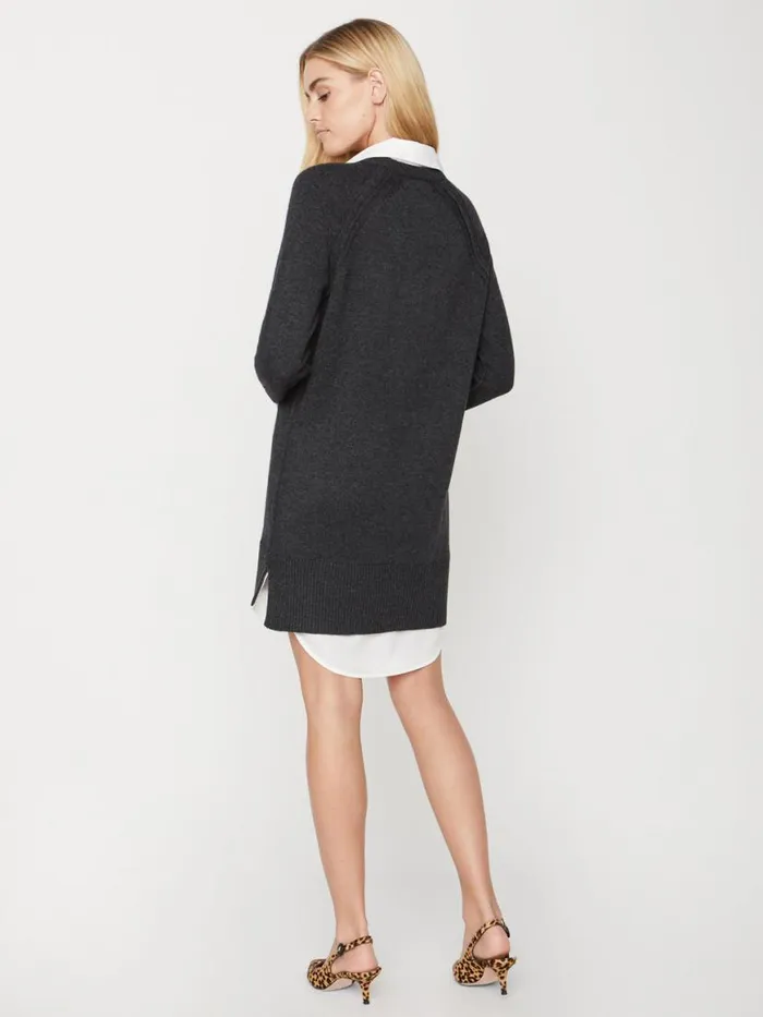 Shop Brochu Walker Dresses The Looker Layered VNeck Dress Charcoal With White Underlayer