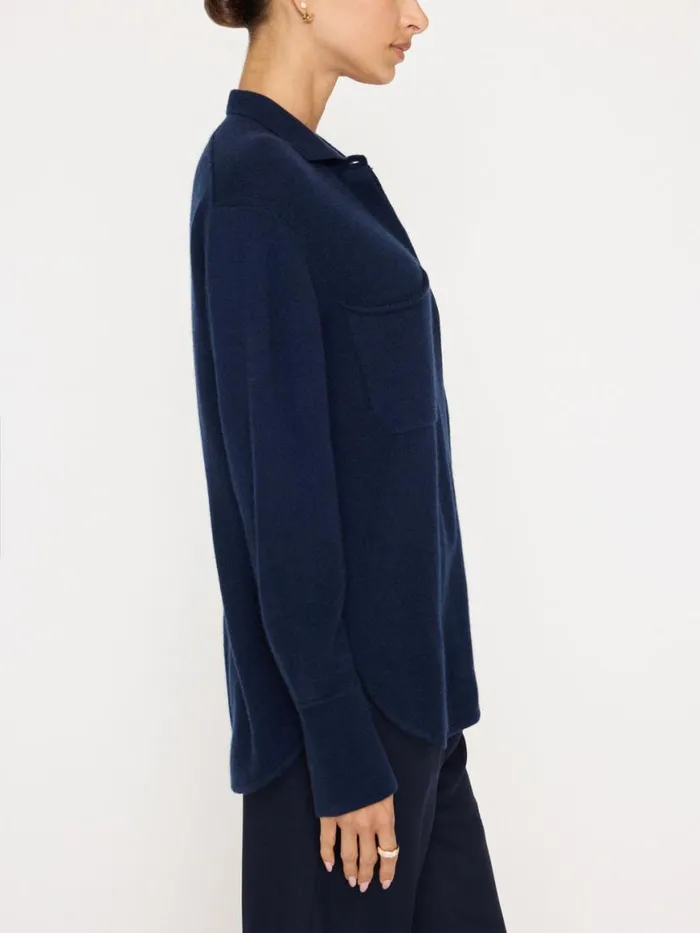 Shop Brochu Walker Jackets and Wraps The Andre Luxe Cashmere Shacket Baltic Navy