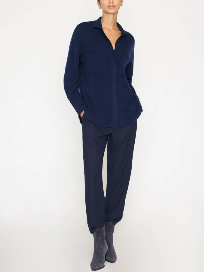 Shop Brochu Walker Jackets and Wraps The Andre Luxe Cashmere Shacket Baltic Navy
