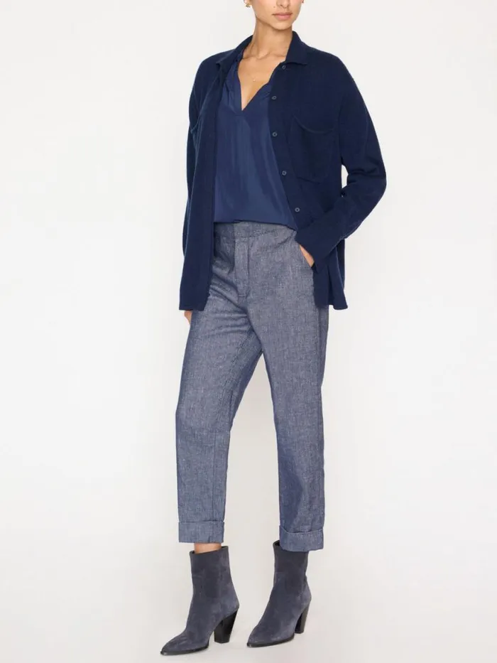 Shop Brochu Walker Jackets and Wraps The Andre Luxe Cashmere Shacket Baltic Navy